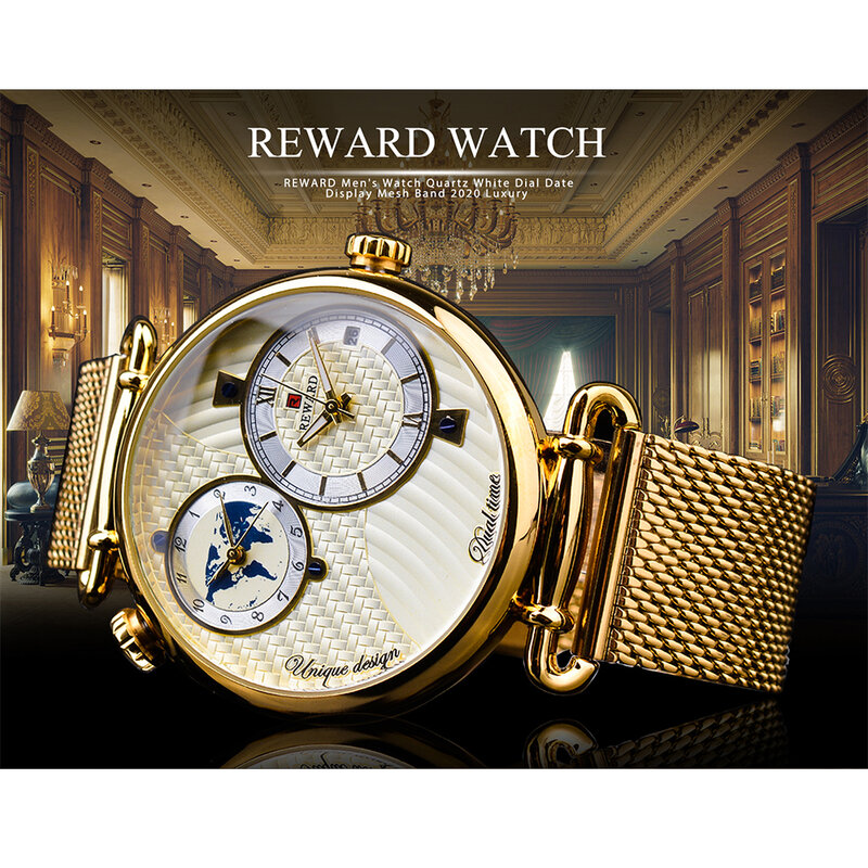Homens relógios novo luxo top marca recompensa relógio de ouro para negócios de quartzo à prova d' água relógio de pulso com caixa de presente montre homme