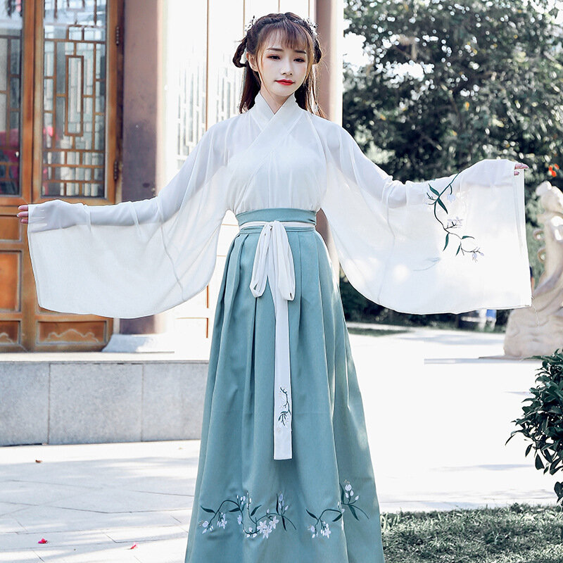 Новый женский стиль старинный китайский ханьфу для взрослых женщин в китайском стиле Хань вышивка сценический набор для выступлений