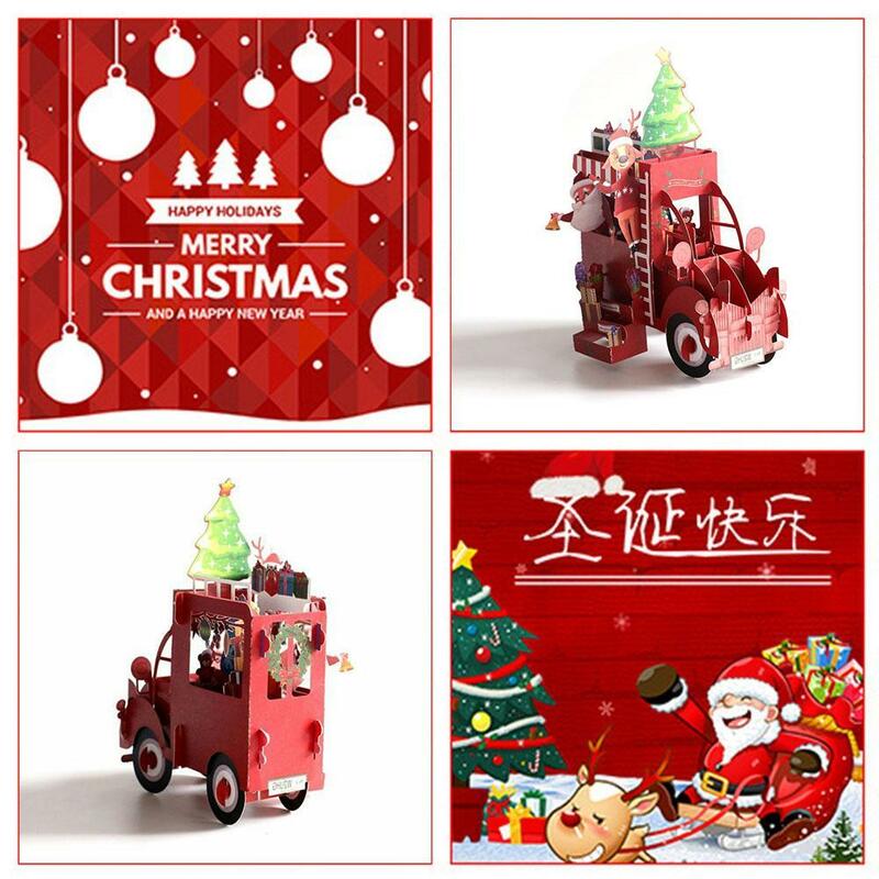 Kartu Ucapan Natal 3D Kartu Ulang Tahun Dekorasi Ucapan untuk Kartu Baru Festival Natal Hadiah Natal Pesta Greeti Z0Z3