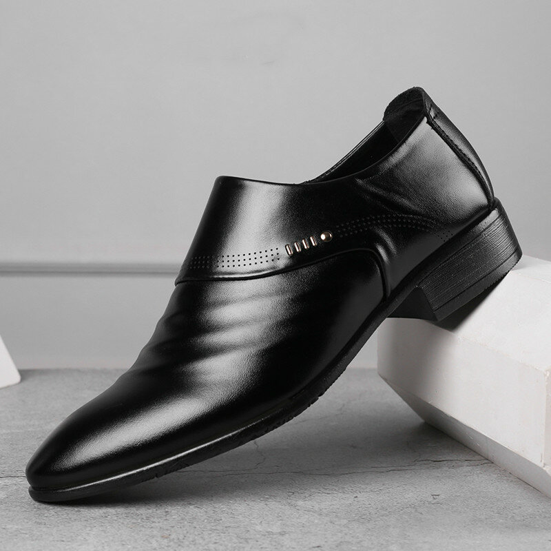 Zapatos Oxford de negocios para hombre, calzado de cuero con punta, color negro y marrón, para oficina y boda, novedad de 2020