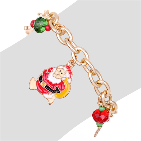2022 Xmas Bracelet  Alloy Glass Beads Christmas Tree Santa Claus Elk Charm Bracelets Gift Christmas Ornaments Jewelry New Year