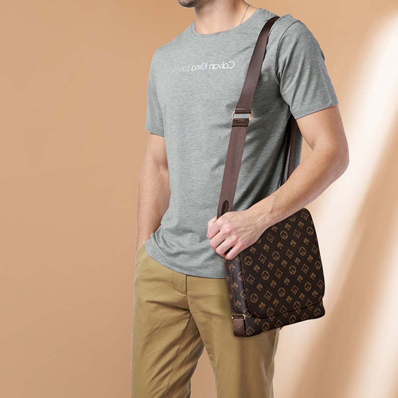 GLMAHUA brązowy Crossbody torba dla mężczyzn Vintage skórzana męska torba na ramię walizka biznesowa drukowane Sling męskie torby na ramię