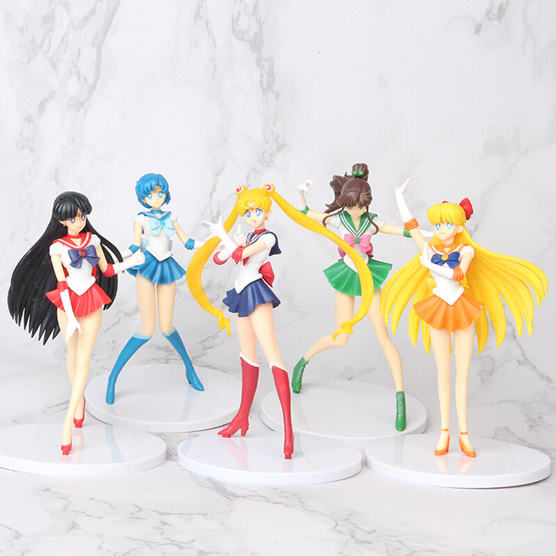 5pcs 18cm New Cartoon Anime Sailor Super Moon dolls PVC Action Figure Wings Cake Decoration Collection Model Toy Doll