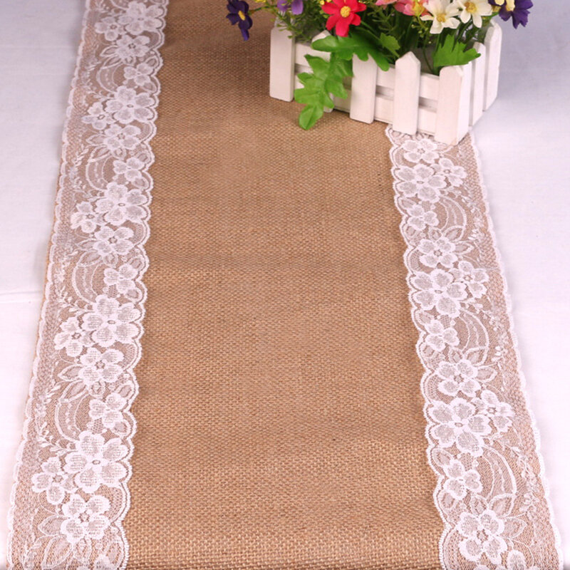 30x275cm European Style Linen Lace Table Runner Home Coffee Table Mat Christmas Wedding Birthday Party Decoration Table Runner