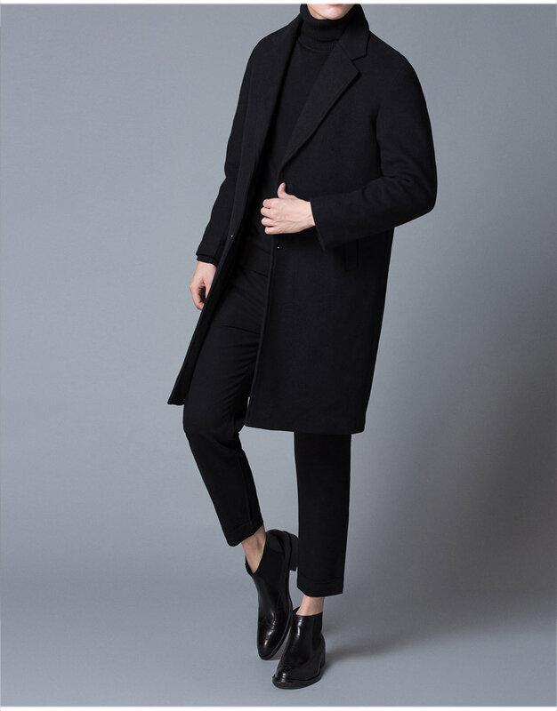 Casaco de pano mais masculino han edição de novo fundo de 2021 outono e inverno parágrafo poeira casaco cresce em masculino casual usar lã clo