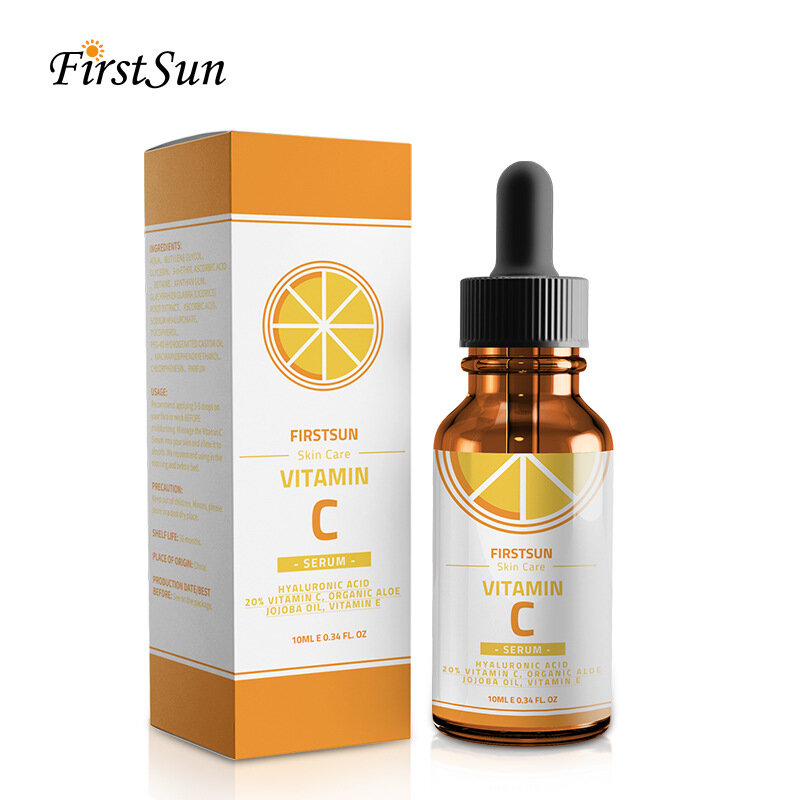 Suero de vitamina C con ácido hialurónico, adecuado para el envejecimiento/esguince, hidratante para el cuidado facial y tono de piel brillante