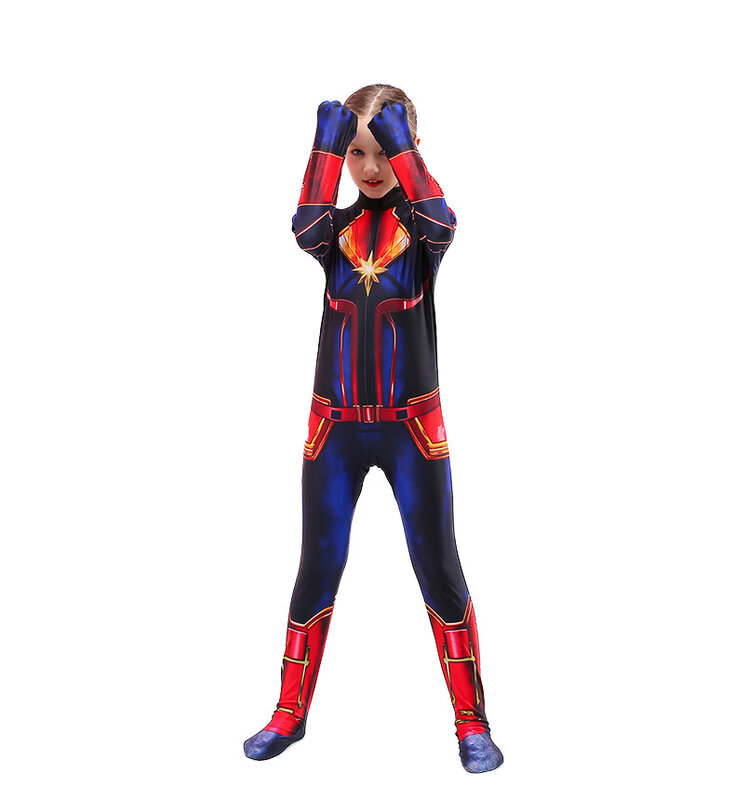 Dzieci kapitan dziewczyny Cosplay Superhero Ms Marvel Carol Danvers body kombinezon kostium halloweenowy dla dziewczynki dla dzieci