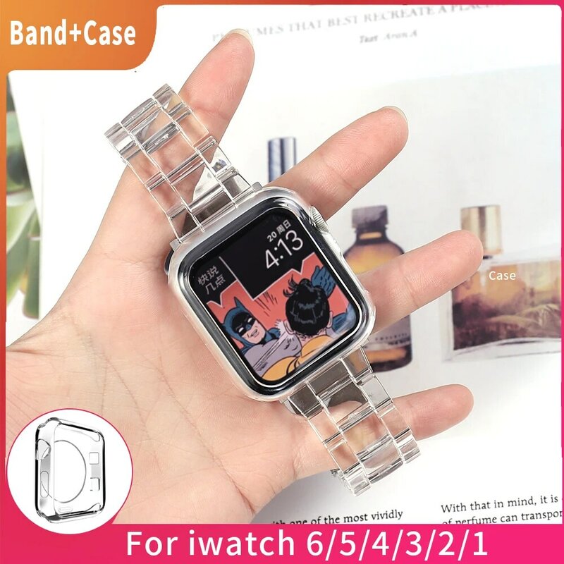 Correa transparente para Apple Watch Series SE 7 6543, accesorios para Iwatch de 38, 41, 45, 40, 42 y 44mm