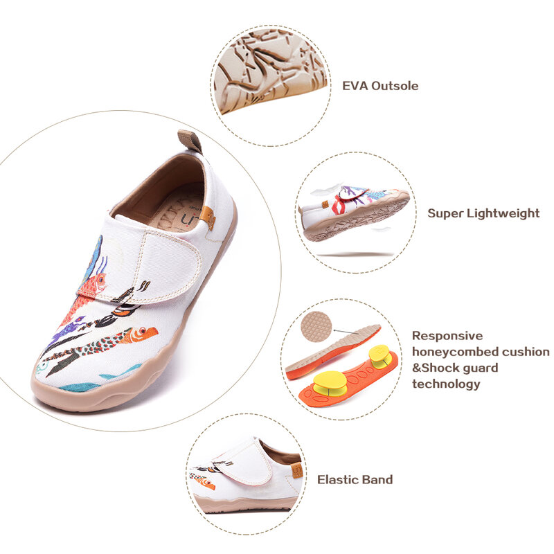 Novo uin crianças sapatos japão série carpa windsocks design arte pintado leve conforto crianças tênis para menina/menino tamanho 25-34