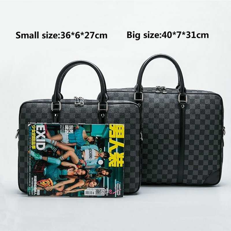 Классический дизайнерский деловой портфель в клетку, мужская сумка-мессенджер, тоут на плечо, дорожная сумка для ноутбука, вместительная су...