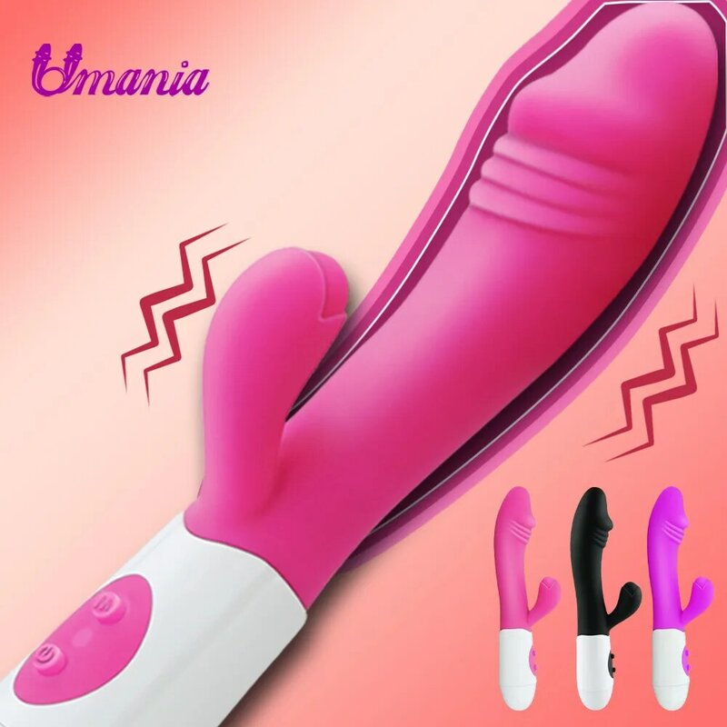 G Spot Dildo Rabbit Vibrator for Women Powerful Dual Silicone Female Vagina Clitoris Stimulator Massager Sex Toy for Women Adult