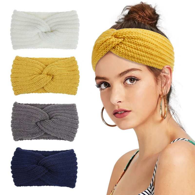 Diadema de punto de lana a la moda para mujer, turbante sencillo para el pelo, Bandana para niña, accesorios para el cabello 2021