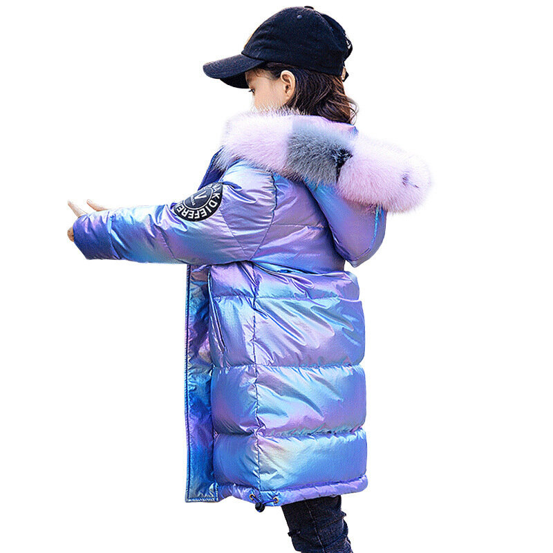 2021 dziewczęcy zimowy kolorowy jasny ciepły ocieplana kurtka płaszcz