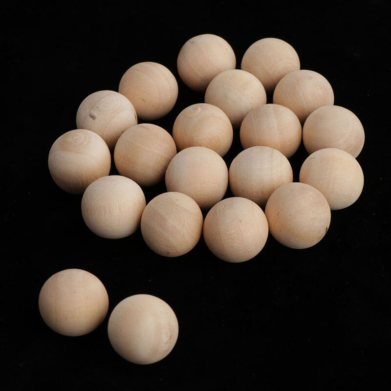 50ชิ้นลูกปัดไม้ธรรมชาติสีรอบ Ball ลูกปัดไม้ Handmade หัตถกรรม (ไม่มีรู)