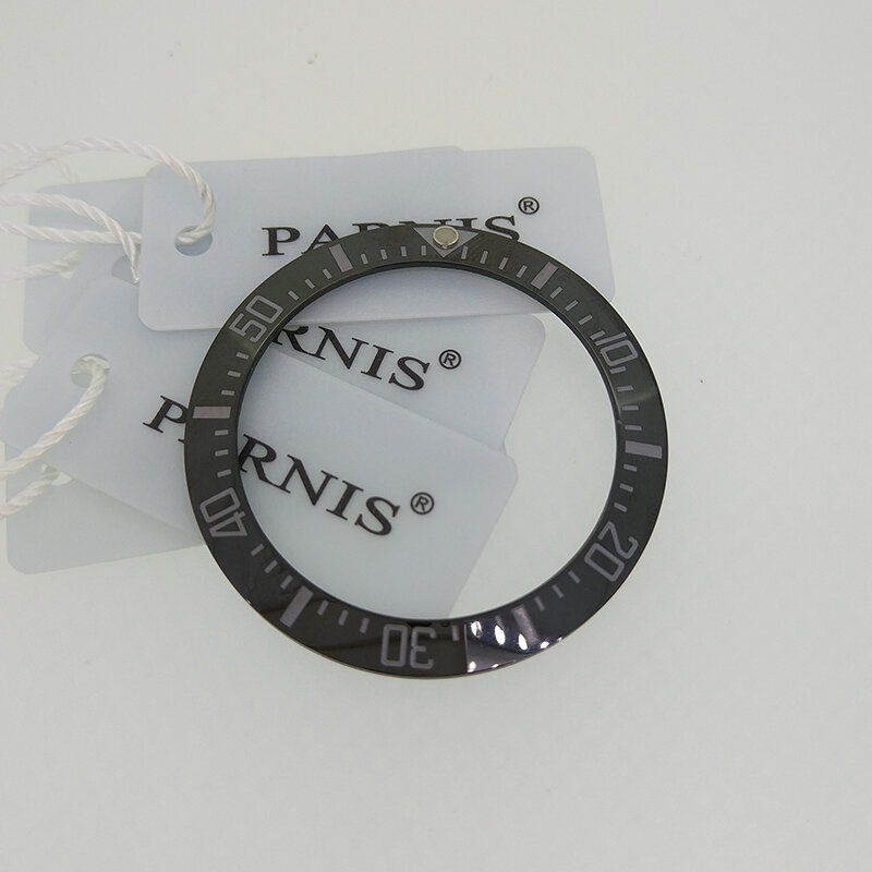 Inserto de bisel de cerámica negra de 40,7mm, inserto de bisel de reloj Parnis PA6007
