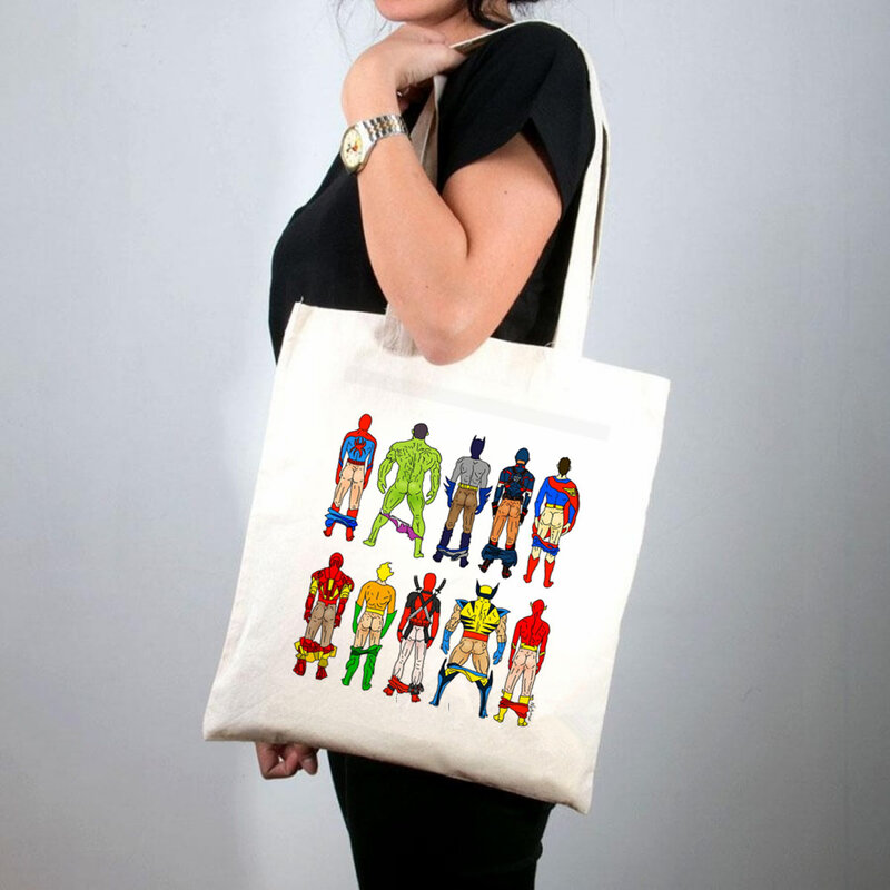 2021 Shopper Superhero Butts Printed Tote Bag women Harajuku shopper handbag girl Shoulder shopping bag Lady Canvas Bag