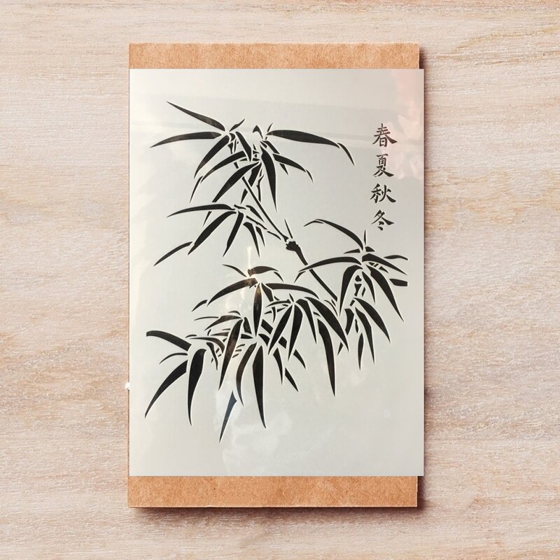 A4 29Cm Bambu Empat Musim DIY Layering Stensil Lukisan Dinding Scrapbook Mewarnai Embossing Album Dekoratif Template