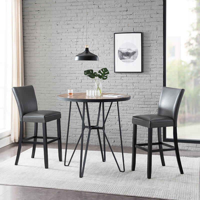2 szt. Szare stołki barowe krzesła krzesło barowe drewno PU fotele wypoczynkowe Home Office kuchnia jadalnia krzesła do kawy