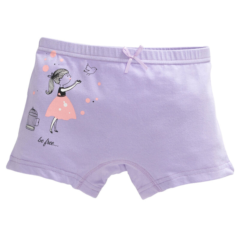 1pc Random Color Girls Cotton Underwear Childrens Panties Baby Cartoon Boxer Kids Soft Boyshorts Size 3T-12T