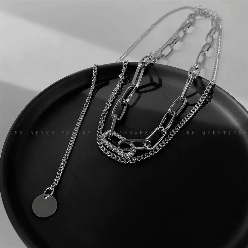Cosysail colar de aço de titânio feminino, colar com corrente volumosa de aço coreano 2021, joia statement para presente