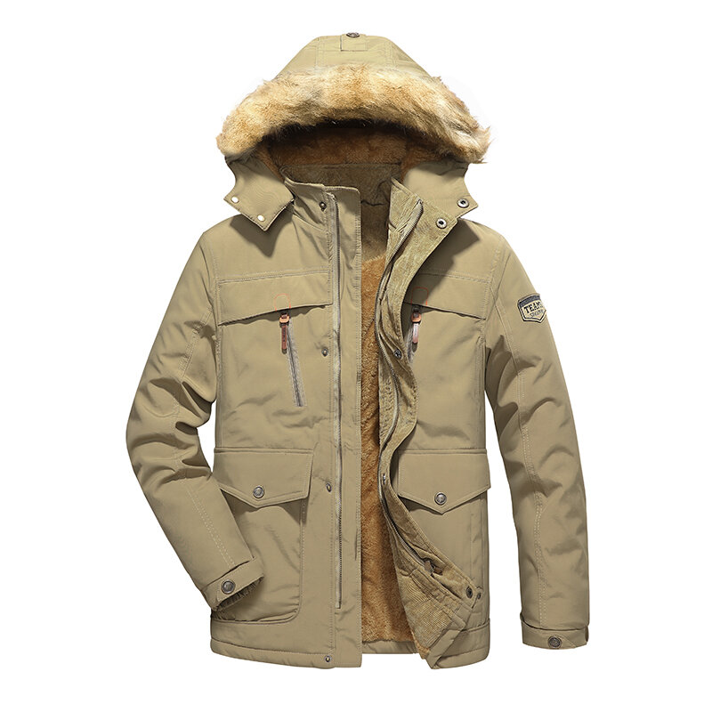 Jaqueta masculina de comprimento médio, casaco acolchoado grosso para homens, estilo coreano, jaqueta da moda, inverno 2021