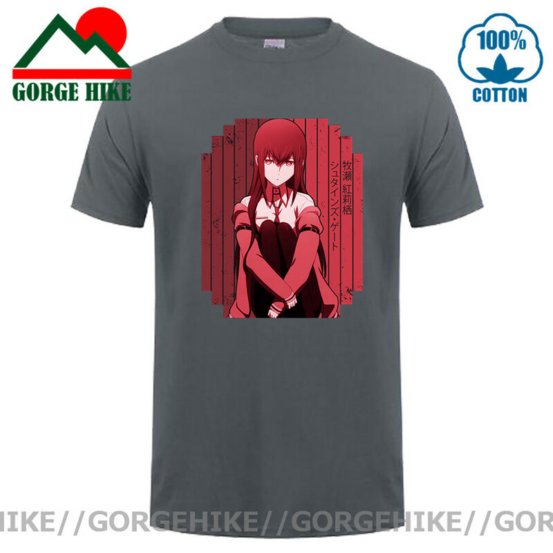 Kurisu Makise-Camiseta con estampado de Steins Gate para hombre, camiseta de Manga Anime de japonesa, camiseta exclusiva de algodón para hombre, camiseta de regalo