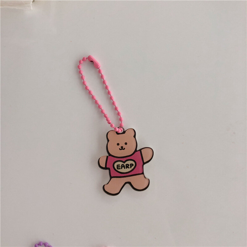 Cartoon Cherry Angel Bear Keychains Metal Earphone Case Pendant Girls Student Backpack Trinkets Cartoon Fashion Kawaii Jewelry