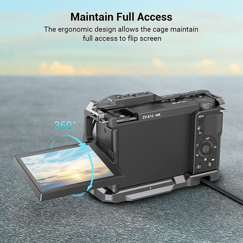 Smallrig sony ZV-E10 câmera gaiola com alça de silicone e caso de couro placa inferior kit para sony ZV-E10 3531