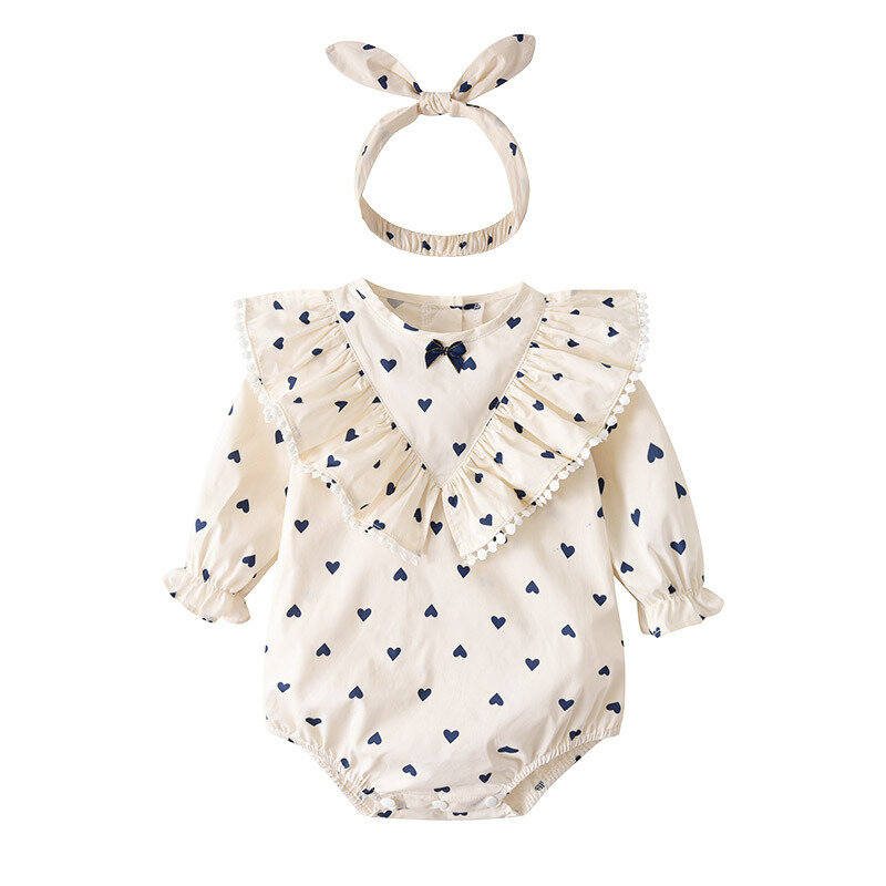 Bebê meninas roupas primavera outono infantil da criança roupas bebê recém-nascido macacões de algodão neonate macacão manga longa padrão de amor