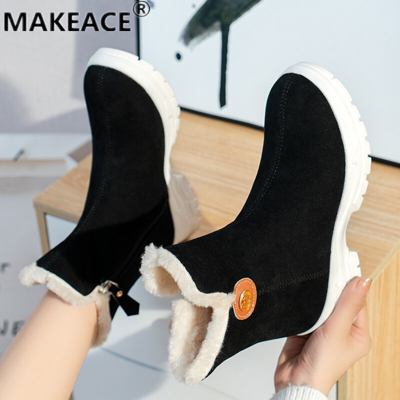 Winter Women's Boots New Suede Warm Boots Women's Short Boots Casual Platform Boots Fashion Martin Boots Outdoor Snow Boots