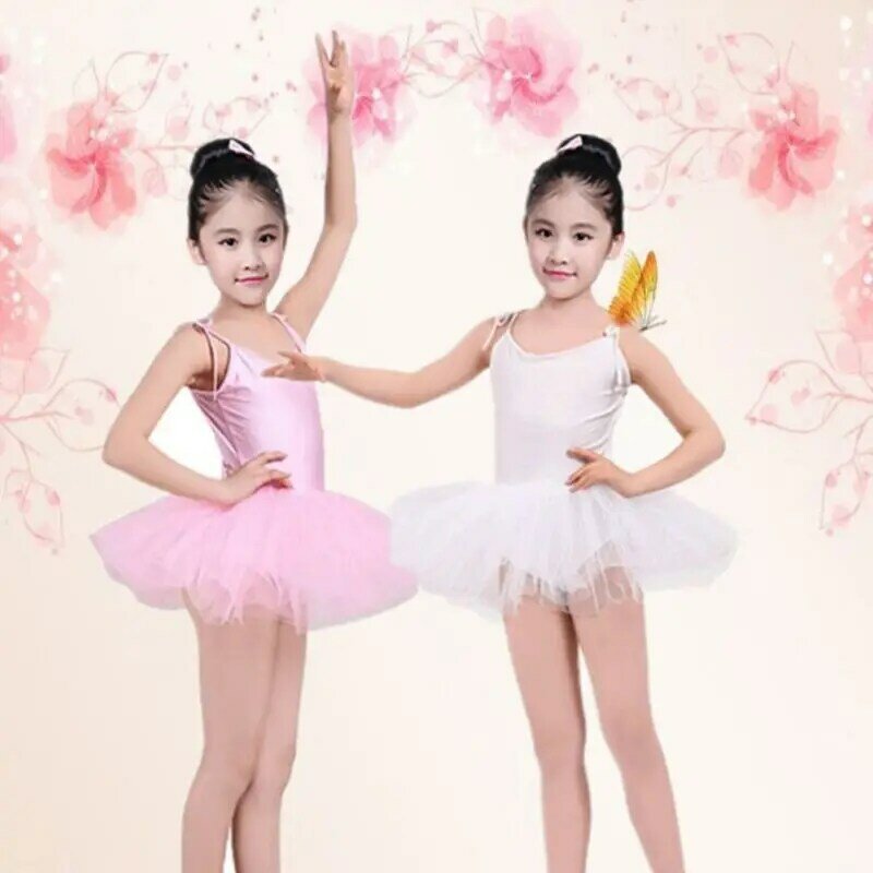 Crianças estilingue ballet vestido meninas dança fofo sonho trajes de dança exercício roupas pequena princesa fluffy dancewear