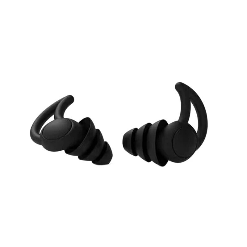 2 par de tampões de ouvido confortável em forma de cone viagem sono à prova de ruído tampões de ouvido sono som proteção de ouvido vermelho & preto