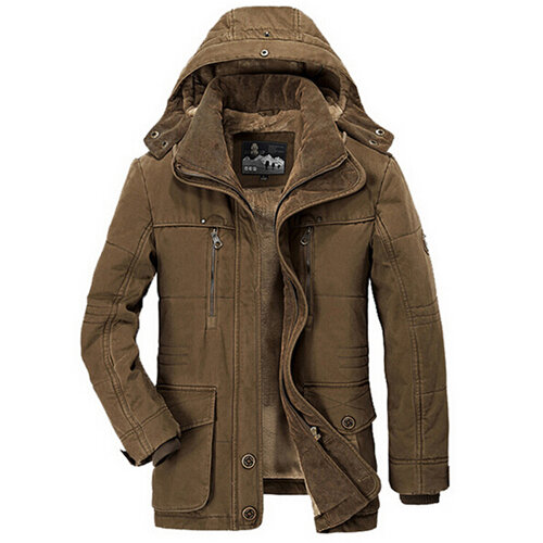 Новая зимняя куртка, однотонная куртка на молнии с бархатной подкладкой, теплый хлопковый пуховик, Мужская ветровка с капюшоном, парка