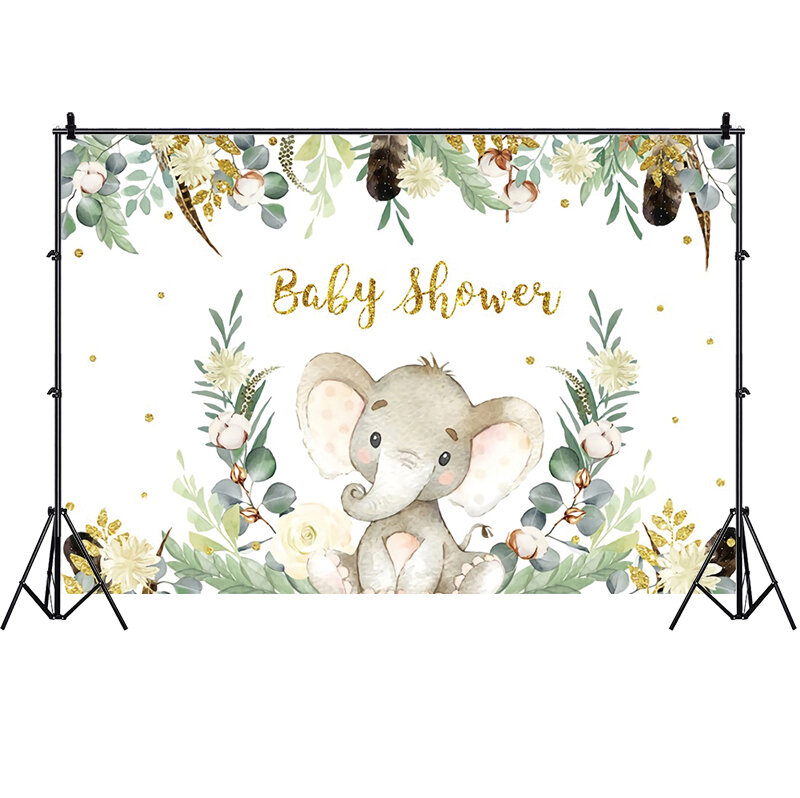 Oh Baby Elephant Backdrop Baby Shower Photography Background Newborn Birthday Party Decor Supplies Banner Photo Studio Props