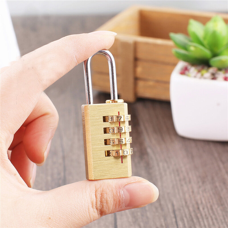 Neue Mini Kupfer 4 Stellen-zahl-code Passwort Lock Kombination Vorhängeschloss Rückstellbare Reisen Tasche Tür