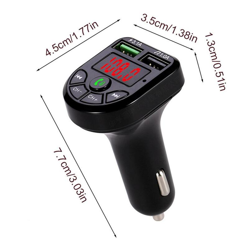 Transmisor FM compatible con Bluetooth para coche, Kit de pantalla LED, Cargador USB Dual para coche, 3,1a, 2 puertos, reproductor de música MP3, compatible con TF/U Disk