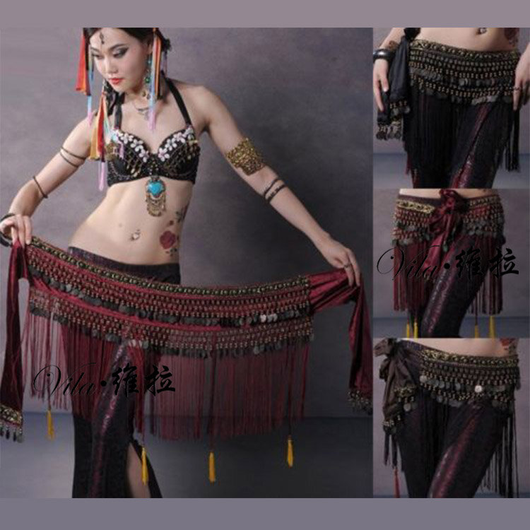 Cinturón de cobre con flecos para danza del vientre, bufanda para la cadera, moneda, disfraz Tribal, borla, novedad de EE. UU. 2021