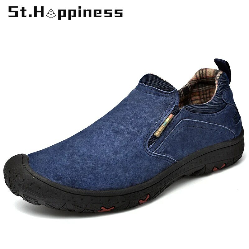 2021 New Brand Fashion Men Sneakers Leather Slip On Casual Shoes Outdoor Lightweight Hiking Shoes Zapatillas Hombre Big Size 48