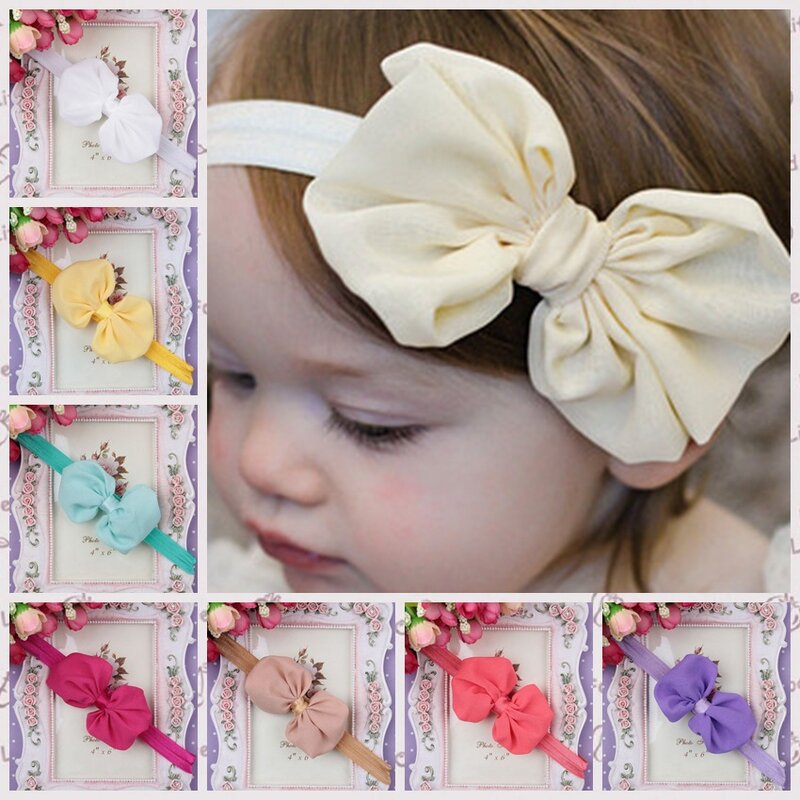 Bandeau en mousseline de soie pour enfants, Style explosif, nœud papillon, accessoires pour cheveux de bébé, populaire, Photo