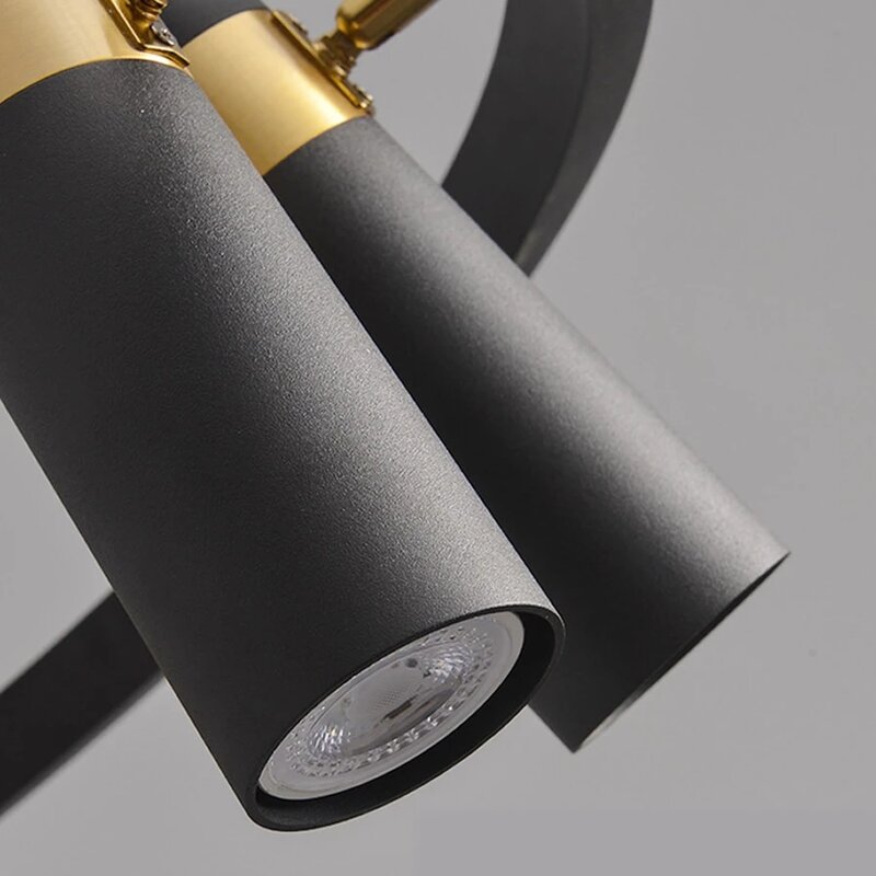 Kobucc-lámpara colgante de Gu10 para comedor, Bombilla colgante giratoria de 3/6/9 LED, tienda de tela suspendido para accesorio de luz, color negro