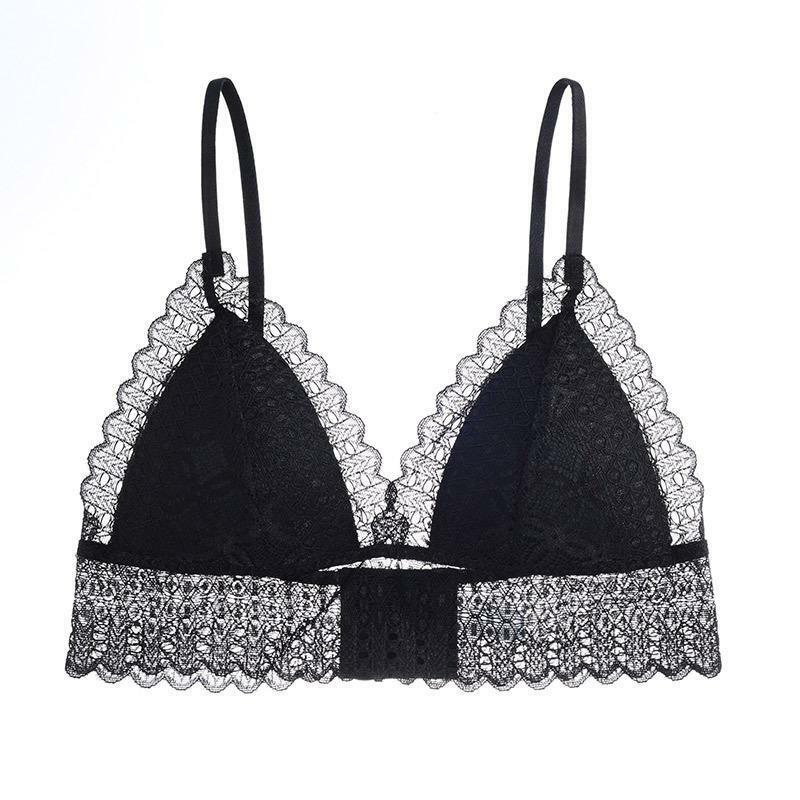 Women's bra Full coverage Wirefree Padded Triangle Bralette Plunge Lace Bra