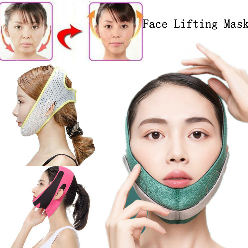 ผู้หญิง Ultra-Thin Breathable Chin Cheek Slim หน้ากากหน้ากาก V Face Line Belt ต่อต้านริ้วรอยสายคล้องคอยืดหยุ่นหน้าผ้าพันแผล
