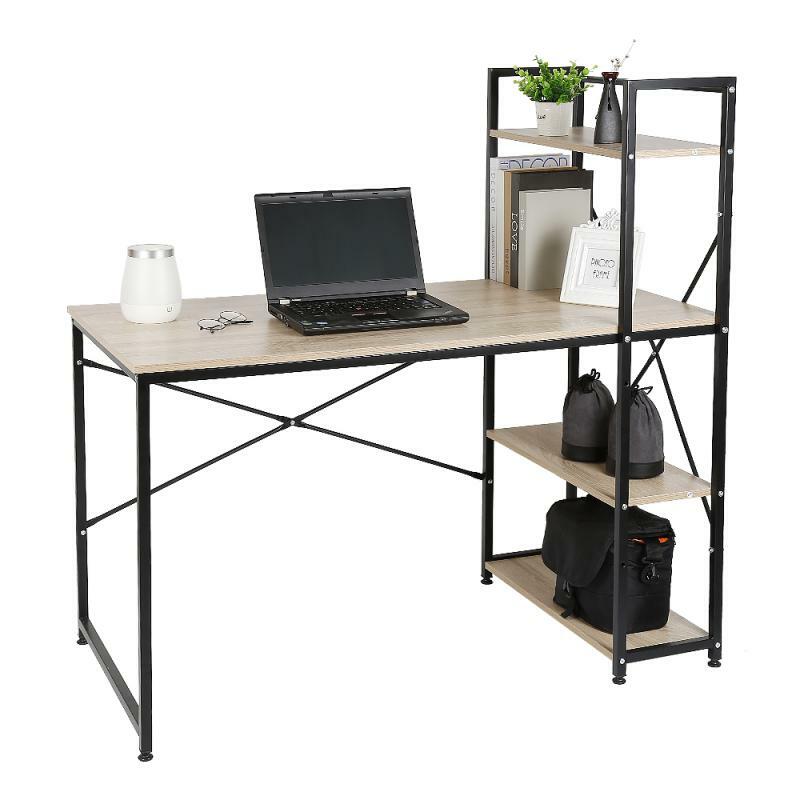Mesa de computador, escrita, mais nova mesa para escritório, com prateleiras, gavetas, móveis para escritório, pc, laptop, estação de trabalho, hwc