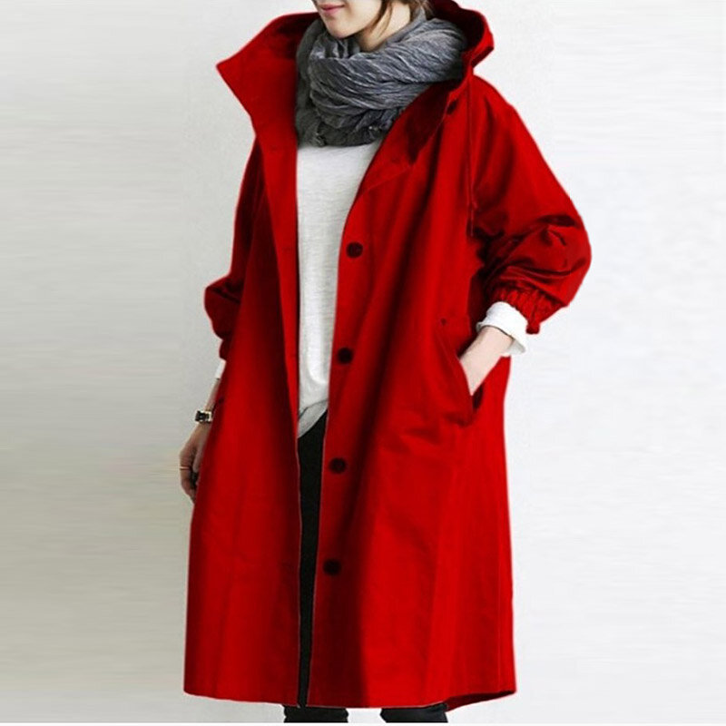 Fashion Womens Trenchcoats Hooded Lange 2021 Lente Herfst Winddicht Lady Vrouwelijke Casual Kleding 8 Kleur Windjack Koreaanse Stijl