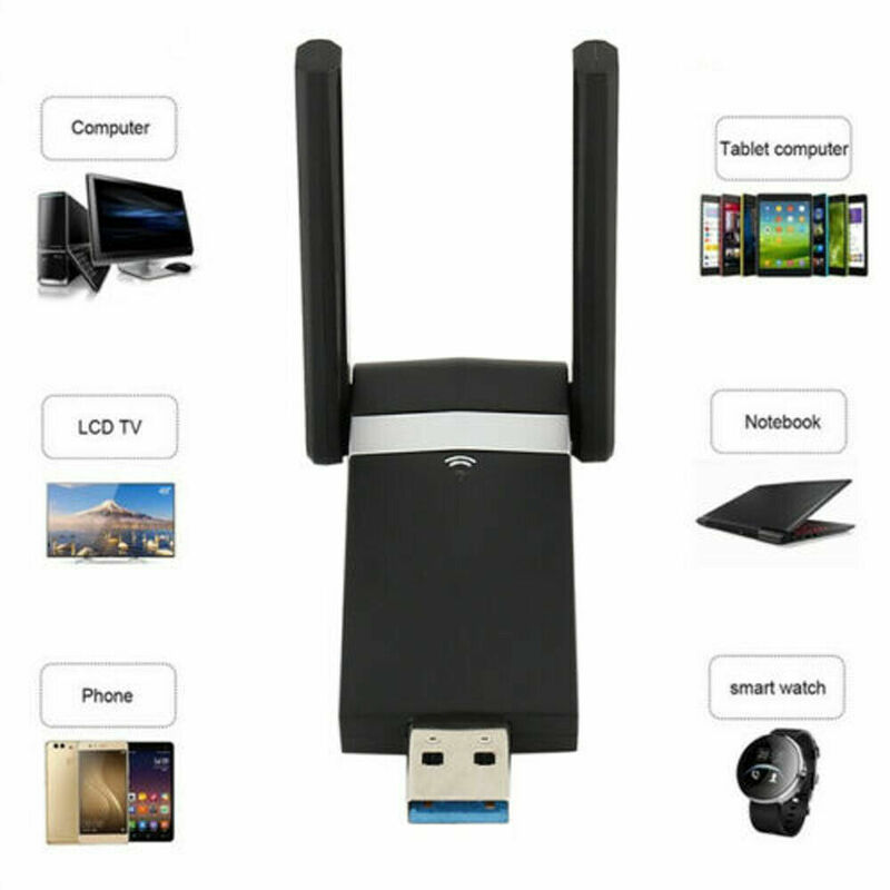 Adaptateur Wifi USB sans fil 1200Mbps, Dongle double bande USB3.0, adaptateur de carte réseau 2.4 GHz/5.8GHz, antenne PC pour ordinateur portable, Windows/Mac OS