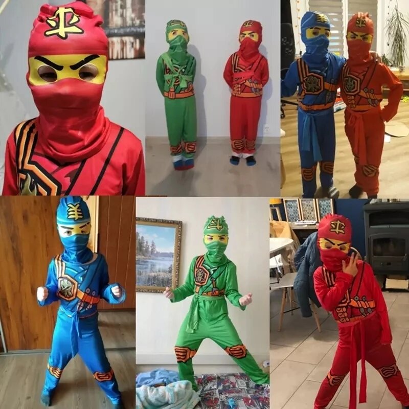 Комбинезоны с ниндзя Boy наборы Косплей костюмы на Хэллоуин и Рождество Одежда для вечеринки аниме ниндзя супергерой уличные костюмы горяча...