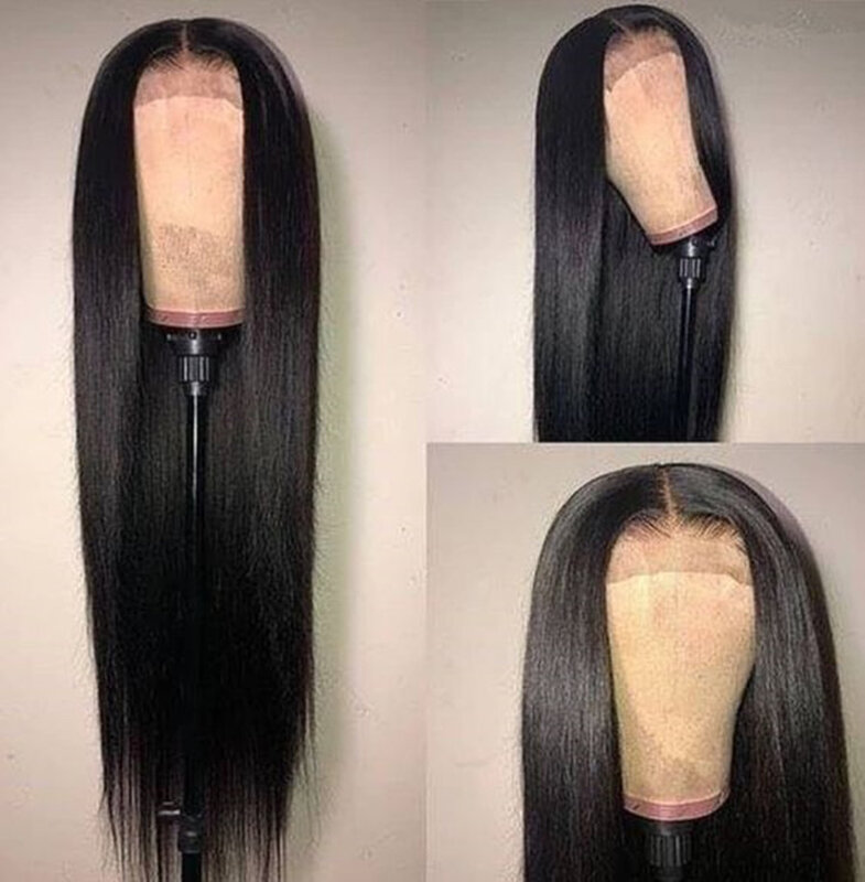 Perruque Lace Frontal Wig 100% naturelle brésilienne, cheveux Remy, lisse, 5x5, 6x6, 13x6, 32 34 36 38 pouces