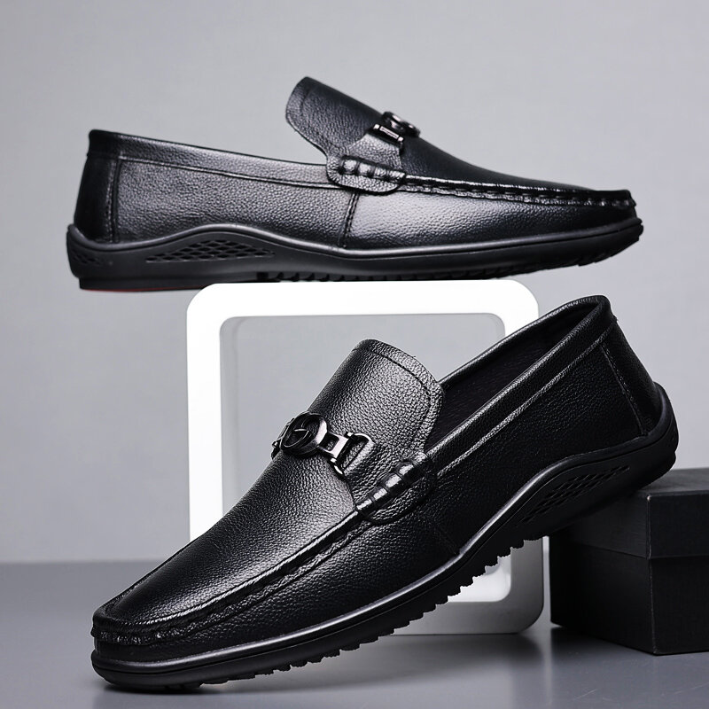 حجم كبير أحذية من الجلد حذاء رجالي الأعمال موضة حذاء رجالي غير رسمي رائجة البيع الأسود الرجال عادية أحذية من الجلد تنفس