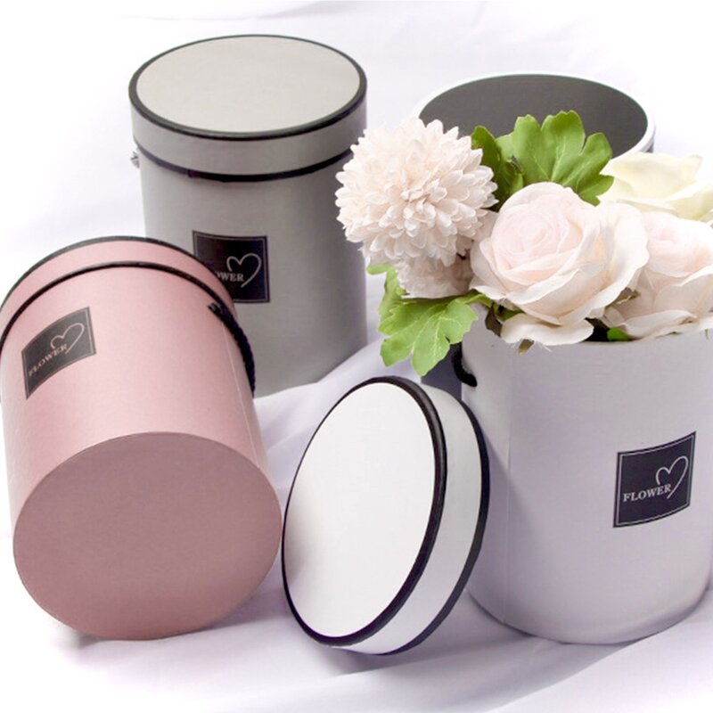 Senhoras presentes caixa buquê mini embalagem de papel caso tampa abraço balde vaso substituição florista presente caixas armazenamento handheld flores