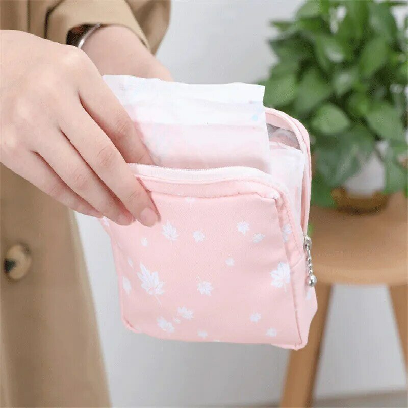 Moda feminina pequenos sacos cosméticos viagem mini guardanapos sanitários compõem moeda cartão de dinheiro batom bolsa de armazenamento sacos